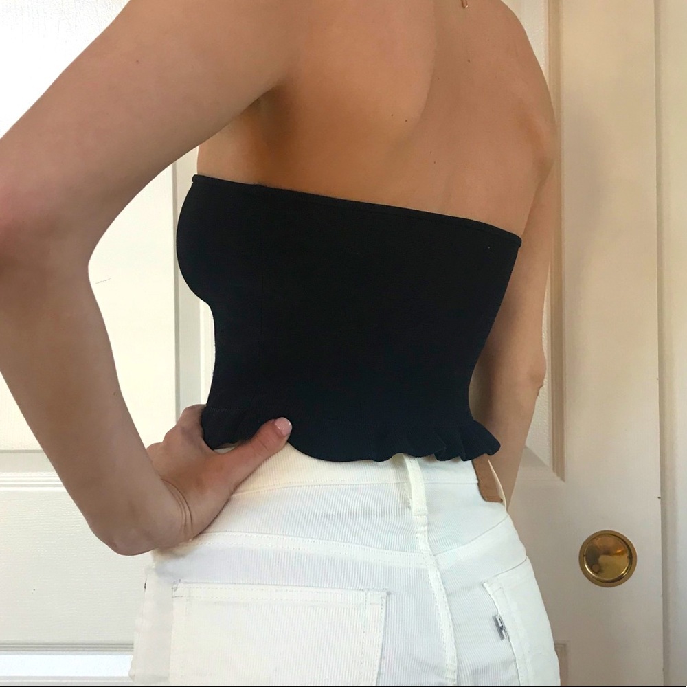 Black Ribbed Tube Top - Picture 3 of 4